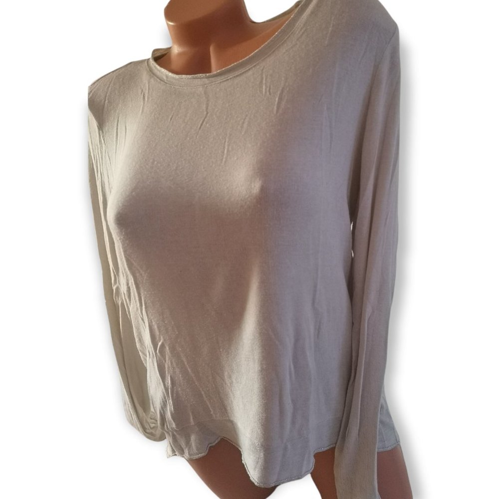 Manguun Cream Long Sleeves Shirt Creme/Silver Trim - Picture 3 of 7